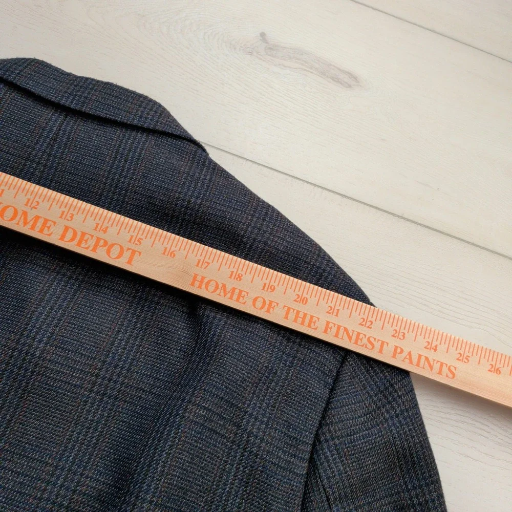 Oak Hill Sport Coat Blazer‎ Mens 54R Glen Plaid Blue Brown Two Button Windowpane